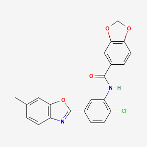 molecular formula C22H15ClN2O4 B3449709 N-[2-chloro-5-(6-methyl-1,3-benzoxazol-2-yl)phenyl]-1,3-benzodioxole-5-carboxamide 