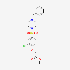 molecular formula C20H23ClN2O5S B3449885 Methyl 2-[4-(4-benzylpiperazin-1-yl)sulfonyl-2-chlorophenoxy]acetate 