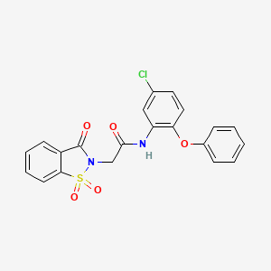 molecular formula C21H15ClN2O5S B3449928 N-(5-chloro-2-phenoxyphenyl)-2-(1,1-dioxido-3-oxo-1,2-benzisothiazol-2(3H)-yl)acetamide 