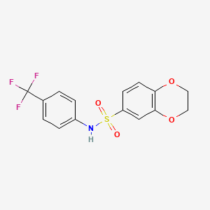 molecular formula C15H12F3NO4S B3449936 N-[4-(trifluoromethyl)phenyl]-2,3-dihydro-1,4-benzodioxine-6-sulfonamide 
