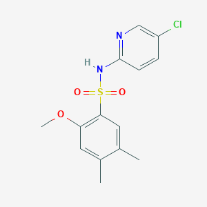 molecular formula C14H15ClN2O3S B344996 N-(5-chloropyridin-2-yl)-2-methoxy-4,5-dimethylbenzene-1-sulfonamide CAS No. 898654-05-2