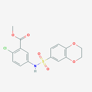 molecular formula C16H14ClNO6S B3449974 METHYL 2-CHLORO-5-(2,3-DIHYDRO-1,4-BENZODIOXINE-6-SULFONAMIDO)BENZOATE 