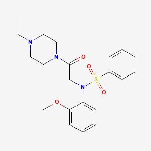 molecular formula C21H27N3O4S B3449977 N-[2-(4-ethyl-1-piperazinyl)-2-oxoethyl]-N-(2-methoxyphenyl)benzenesulfonamide 