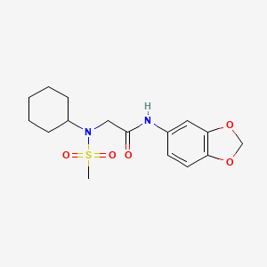 molecular formula C16H22N2O5S B3450074 N~1~-1,3-benzodioxol-5-yl-N~2~-cyclohexyl-N~2~-(methylsulfonyl)glycinamide 