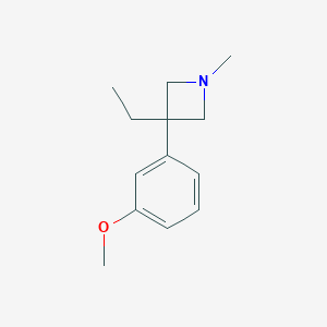 molecular formula C13H19NO B034502 AZETIDINE, 3-ETHYL-3-(m-METHOXYPHENYL)-1-METHYL- CAS No. 19832-31-6