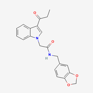 molecular formula C21H20N2O4 B3450226 N-(1,3-benzodioxol-5-ylmethyl)-2-(3-propionyl-1H-indol-1-yl)acetamide 