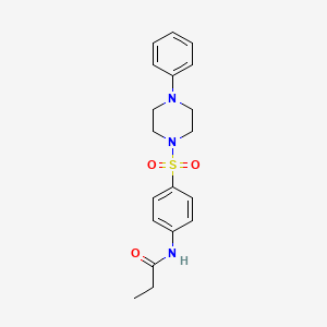 molecular formula C19H23N3O3S B3450244 N-{4-[(4-phenyl-1-piperazinyl)sulfonyl]phenyl}propanamide 
