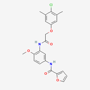 molecular formula C22H21ClN2O5 B3450291 N-[3-[[2-(4-chloro-3,5-dimethylphenoxy)acetyl]amino]-4-methoxyphenyl]furan-2-carboxamide 