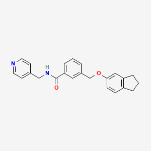 molecular formula C23H22N2O2 B3450367 3-[(2,3-DIHYDRO-1H-INDEN-5-YLOXY)METHYL]-N-[(PYRIDIN-4-YL)METHYL]BENZAMIDE 