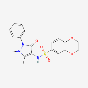 molecular formula C19H19N3O5S B3450383 N-(1,5-dimethyl-3-oxo-2-phenyl-2,3-dihydro-1H-pyrazol-4-yl)-2,3-dihydro-1,4-benzodioxine-6-sulfonamide 