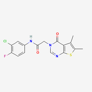 molecular formula C16H13ClFN3O2S B3450491 N-(3-chloro-4-fluorophenyl)-2-(5,6-dimethyl-4-oxothieno[2,3-d]pyrimidin-3(4H)-yl)acetamide 