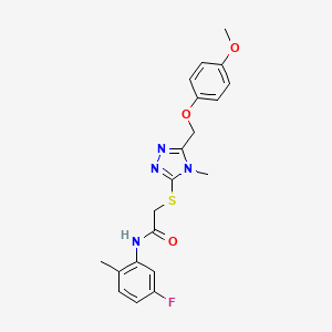 molecular formula C20H21FN4O3S B3450650 N-(5-fluoro-2-methylphenyl)-2-({5-[(4-methoxyphenoxy)methyl]-4-methyl-4H-1,2,4-triazol-3-yl}sulfanyl)acetamide 