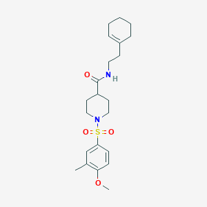 molecular formula C22H32N2O4S B3450671 N-[2-(1-cyclohexen-1-yl)ethyl]-1-[(4-methoxy-3-methylphenyl)sulfonyl]-4-piperidinecarboxamide 