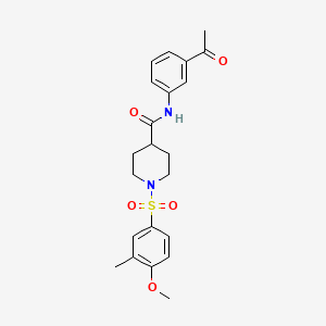 molecular formula C22H26N2O5S B3450709 N-(3-acetylphenyl)-1-[(4-methoxy-3-methylphenyl)sulfonyl]-4-piperidinecarboxamide 