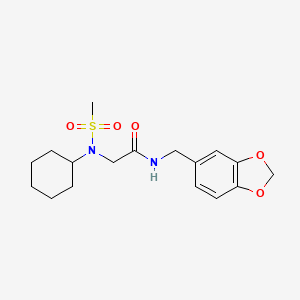 molecular formula C17H24N2O5S B3450758 N-(1,3-benzodioxol-5-ylmethyl)-2-[cyclohexyl(methylsulfonyl)amino]acetamide 