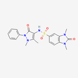 molecular formula C20H21N5O4S B3450892 N-(1,5-DIMETHYL-3-OXO-2-PHENYL-2,3-DIHYDRO-1H-PYRAZOL-4-YL)-1,3-DIMETHYL-2-OXO-2,3-DIHYDRO-1H-1,3-BENZODIAZOLE-5-SULFONAMIDE 