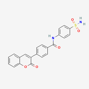 molecular formula C22H16N2O5S B3450937 N-[4-(aminosulfonyl)phenyl]-4-(2-oxo-2H-chromen-3-yl)benzamide 