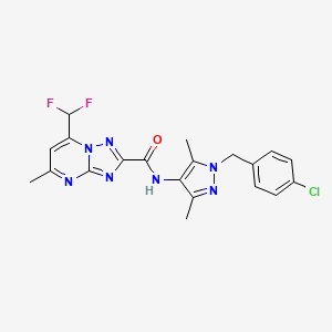 molecular formula C20H18ClF2N7O B3451117 N~2~-[1-(4-CHLOROBENZYL)-3,5-DIMETHYL-1H-PYRAZOL-4-YL]-7-(DIFLUOROMETHYL)-5-METHYL[1,2,4]TRIAZOLO[1,5-A]PYRIMIDINE-2-CARBOXAMIDE 