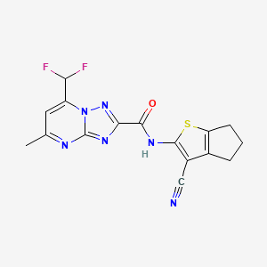 molecular formula C16H12F2N6OS B3451143 N-(3-cyano-5,6-dihydro-4H-cyclopenta[b]thiophen-2-yl)-7-(difluoromethyl)-5-methyl[1,2,4]triazolo[1,5-a]pyrimidine-2-carboxamide 