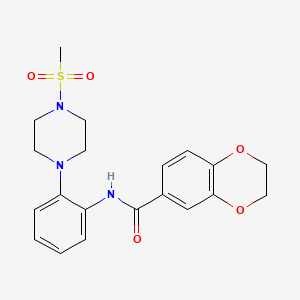 molecular formula C20H23N3O5S B3451423 N-{2-[4-(methylsulfonyl)-1-piperazinyl]phenyl}-2,3-dihydro-1,4-benzodioxine-6-carboxamide 
