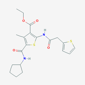 molecular formula C20H24N2O4S2 B3451448 ETHYL 5-[(CYCLOPENTYLAMINO)CARBONYL]-4-METHYL-2-{[2-(2-THIENYL)ACETYL]AMINO}-3-THIOPHENECARBOXYLATE 