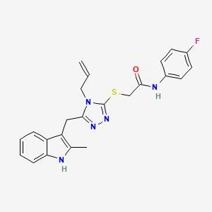 molecular formula C23H22FN5OS B3451573 N-(4-fluorophenyl)-2-[[5-[(2-methyl-1H-indol-3-yl)methyl]-4-prop-2-enyl-1,2,4-triazol-3-yl]sulfanyl]acetamide 