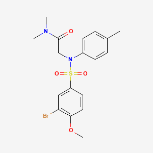 molecular formula C18H21BrN2O4S B3451652 N~2~-[(3-bromo-4-methoxyphenyl)sulfonyl]-N~1~,N~1~-dimethyl-N~2~-(4-methylphenyl)glycinamide 