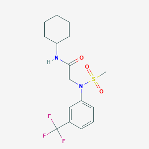 molecular formula C16H21F3N2O3S B3451692 N~1~-cyclohexyl-N~2~-(methylsulfonyl)-N~2~-[3-(trifluoromethyl)phenyl]glycinamide 