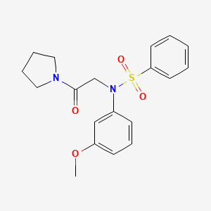 molecular formula C19H22N2O4S B3451752 N-(3-methoxyphenyl)-N-[2-oxo-2-(1-pyrrolidinyl)ethyl]benzenesulfonamide 