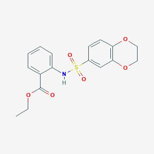 molecular formula C17H17NO6S B3451775 ETHYL 2-(2,3-DIHYDRO-1,4-BENZODIOXINE-6-SULFONAMIDO)BENZOATE 