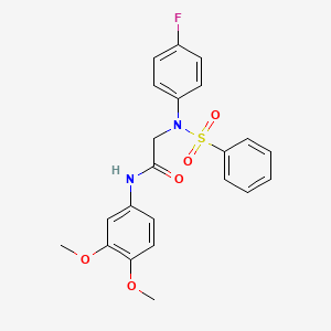 molecular formula C22H21FN2O5S B3451808 N~1~-(3,4-dimethoxyphenyl)-N~2~-(4-fluorophenyl)-N~2~-(phenylsulfonyl)glycinamide 