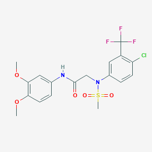 molecular formula C18H18ClF3N2O5S B3451834 N~2~-[4-chloro-3-(trifluoromethyl)phenyl]-N~1~-(3,4-dimethoxyphenyl)-N~2~-(methylsulfonyl)glycinamide 