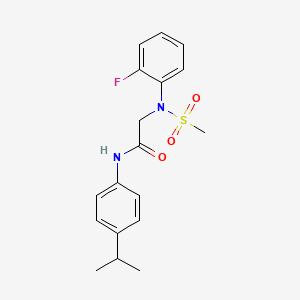 molecular formula C18H21FN2O3S B3451850 N~2~-(2-fluorophenyl)-N~1~-(4-isopropylphenyl)-N~2~-(methylsulfonyl)glycinamide 