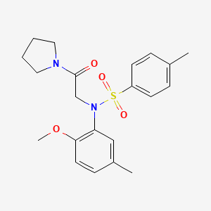 molecular formula C21H26N2O4S B3451874 N-(2-methoxy-5-methylphenyl)-4-methyl-N-[2-oxo-2-(1-pyrrolidinyl)ethyl]benzenesulfonamide 