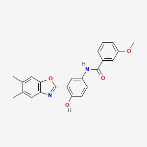 molecular formula C23H20N2O4 B3451911 N-[3-(5,6-dimethyl-1,3-benzoxazol-2-yl)-4-hydroxyphenyl]-3-methoxybenzamide 