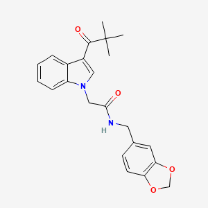 molecular formula C23H24N2O4 B3451985 N-(1,3-benzodioxol-5-ylmethyl)-2-[3-(2,2-dimethylpropanoyl)-1H-indol-1-yl]acetamide 