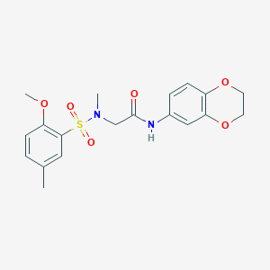 molecular formula C19H22N2O6S B3452006 N~1~-(2,3-dihydro-1,4-benzodioxin-6-yl)-N~2~-[(2-methoxy-5-methylphenyl)sulfonyl]-N~2~-methylglycinamide 