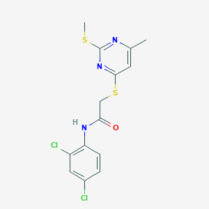 molecular formula C14H13Cl2N3OS2 B3452023 N-(2,4-dichlorophenyl)-2-{[6-methyl-2-(methylthio)-4-pyrimidinyl]thio}acetamide 