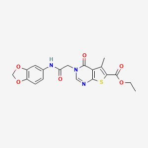 molecular formula C19H17N3O6S B3452072 ethyl 3-[2-(1,3-benzodioxol-5-ylamino)-2-oxoethyl]-5-methyl-4-oxo-3,4-dihydrothieno[2,3-d]pyrimidine-6-carboxylate 