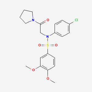 molecular formula C20H23ClN2O5S B3452085 N-(4-chlorophenyl)-3,4-dimethoxy-N-[2-oxo-2-(1-pyrrolidinyl)ethyl]benzenesulfonamide 