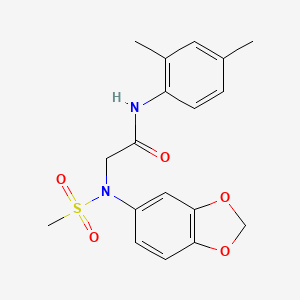 molecular formula C18H20N2O5S B3452091 N~2~-1,3-benzodioxol-5-yl-N~1~-(2,4-dimethylphenyl)-N~2~-(methylsulfonyl)glycinamide 