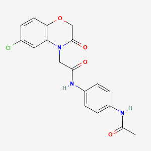 molecular formula C18H16ClN3O4 B3452098 N-[4-(acetylamino)phenyl]-2-(6-chloro-3-oxo-2,3-dihydro-4H-1,4-benzoxazin-4-yl)acetamide 