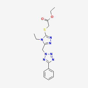 molecular formula C16H19N7O2S B3452147 ethyl 2-({4-ethyl-5-[(5-phenyl-2H-1,2,3,4-tetraazol-2-yl)methyl]-4H-1,2,4-triazol-3-yl}sulfanyl)acetate 