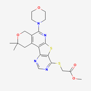 molecular formula C21H24N4O4S2 B3452332 methyl 2-[(4,4-dimethyl-8-morpholin-4-yl-5-oxa-11-thia-9,14,16-triazatetracyclo[8.7.0.02,7.012,17]heptadeca-1(10),2(7),8,12(17),13,15-hexaen-13-yl)sulfanyl]acetate 