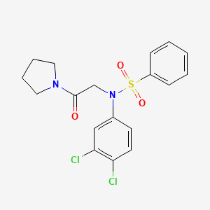molecular formula C18H18Cl2N2O3S B3452387 N-(3,4-dichlorophenyl)-N-(2-oxo-2-pyrrolidin-1-ylethyl)benzenesulfonamide 