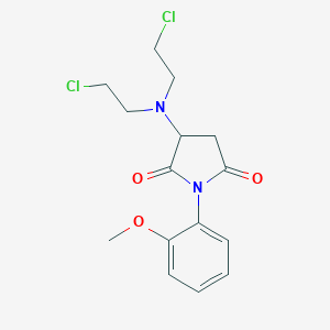 molecular formula C15H18Cl2N2O3 B034527 3-[Bis(2-chloroethyl)amino]-1-(2-methoxyphenyl)pyrrolidine-2,5-dione CAS No. 108708-00-5