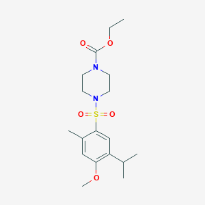 molecular formula C18H28N2O5S B345418 Ethyl 4-[(5-isopropyl-4-methoxy-2-methylphenyl)sulfonyl]-1-piperazinecarboxylate CAS No. 873586-95-9