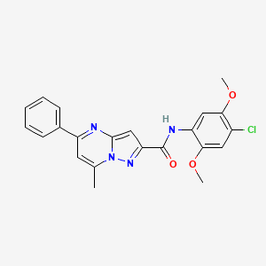 molecular formula C22H19ClN4O3 B3454844 N-(4-chloro-2,5-dimethoxyphenyl)-7-methyl-5-phenylpyrazolo[1,5-a]pyrimidine-2-carboxamide 
