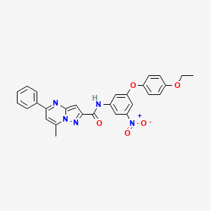 molecular formula C28H23N5O5 B3454867 N-[3-(4-ethoxyphenoxy)-5-nitrophenyl]-7-methyl-5-phenylpyrazolo[1,5-a]pyrimidine-2-carboxamide 