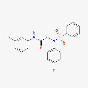 molecular formula C21H19FN2O3S B3454885 2-[N-(benzenesulfonyl)-4-fluoroanilino]-N-(3-methylphenyl)acetamide 